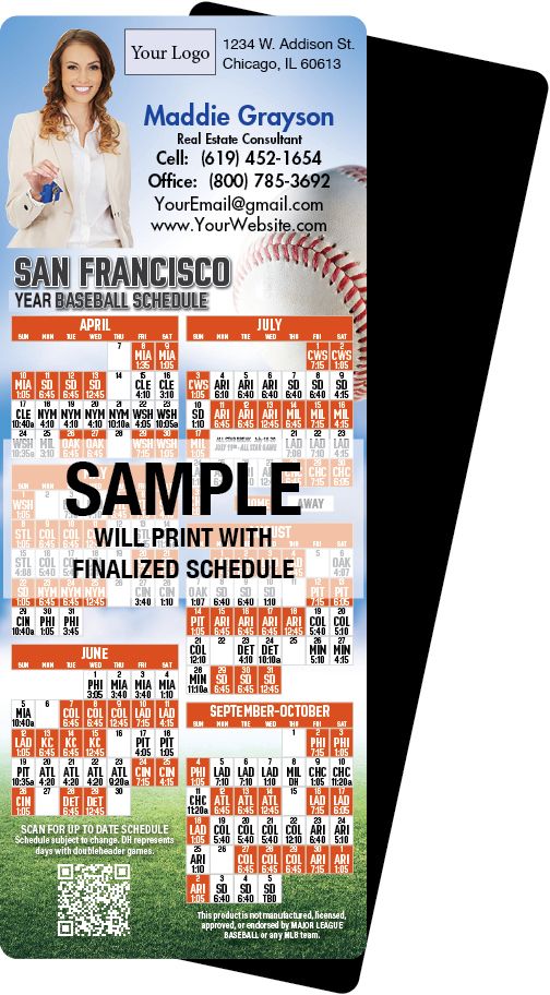 Real Estate Baseball Schedules, Magnetic Sports Calendars for Realtors